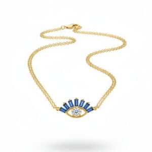 %گالری طلا و جواهر مهرسان% 35 گردنبند سوارفسکی (طرح چشم)